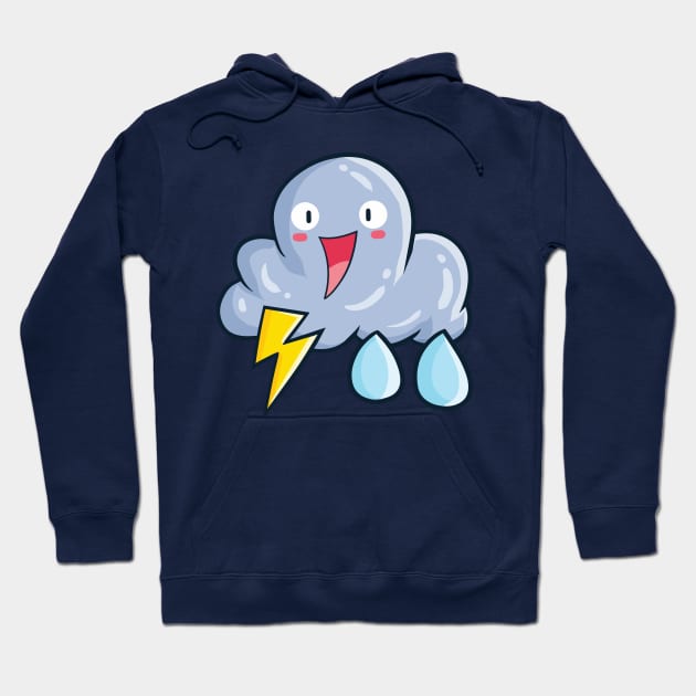 Cute thunder rain cloud Hoodie by Jocularity Art